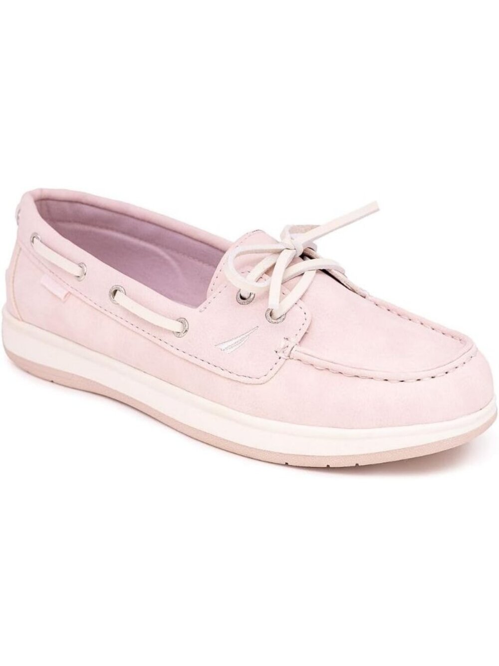 Women's Pink Nubuck Faux Leather Moc-Toe Loafers with Cushioned Insole Sneakers